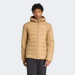 Kurtka z kapturem z ociepleniem Terrex Multi Essentials CLIMAWARM. Brązowe kurtki sportowe męskie Adidas, m, bez wzorów, z puchu, trekkingowe, climawarm (adidas). Za 439.00 zł.