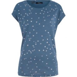 Shirt bawełniany "boxy", krótki rękaw bonprix indygo z nadrukiem. Niebieskie bluzki damskie bonprix, bez wzorów, z bawełny, bez kołnierzyka. Za 34.99 zł.