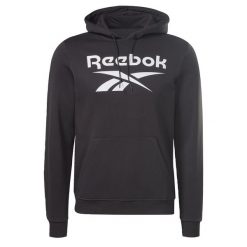 Bluza dresowa męska REEBOK kangurka. Czarne bluzy sportowe męskie Reebok, m, bez wzorów, z dresówki, bez kaptura, na fitness i siłownię. W wyprzedaży za 203.70 zł.