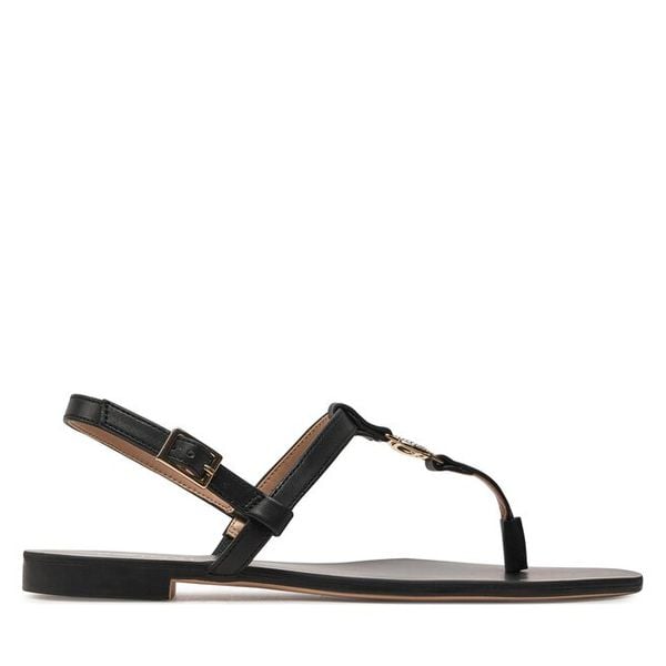 Sandały TWINSET. Czarne sandały damskie Twinset, bez wzorów, bez obcasa, na płaskiej podeszwie, bez zapięcia. Za 335.99 zł.