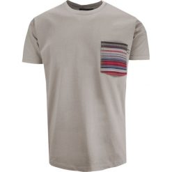 T-shirt Męski, Beżowy z Kieszonką, Krótki Rękaw, U-neck, 100% BAWEŁNA, Męski -KINGS. Brązowe t-shirty męskie Kings, m, bez wzorów, z bawełny, casualowe, bez kołnierzyka. Za 64.00 zł.