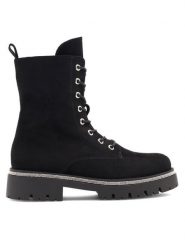 Jenny Fairy Trzewiki ENIDE WS6113-02 Czarny. Czarne botki damskie Jenny Fairy, z materiału, bez obcasa, na płaskiej podeszwie, bez zapięcia. Za 159.99 zł.