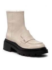 Simple Botki SL-26-02-000038 Écru. Botki damskie Simple, ze skóry, bez obcasa, na słupku, bez zapięcia. Za 479.99 zł.