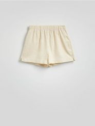 Lniane szorty - jasnożółty. Żółte szorty damskie Reserved, l, bez wzorów. Za 119.99 zł.