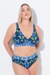 Damskie Bikini miękkie miseczki regulowane ramiączka. Niebieskie bikini damskie Ulla Popken, plus size, bez wzorów, plus size. Za 191.99 zł.