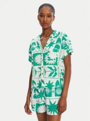 Banana Moon Koszula Taylor Shellpat MHW67 Zielony Loose Fit. Zielone bluzki damskie Banana Moon, m, bez wzorów, z wiskozy, bez kołnierzyka, bez ramiączek. Za 289.99 zł.