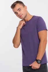 Ombre Męski klasyczny bawełniany T-shirt BASIC - fioletowy V9 OM-TSBS-0146 L. Fioletowe t-shirty męskie Ombre, l, bez wzorów, z bawełny, klasyczne, bez kołnierzyka. Za 29.99 zł.