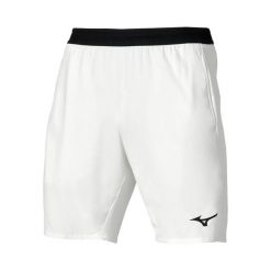 Szorty Mizuno Laser. Białe krótkie spodenki sportowe męskie Mizuno, m, bez wzorów, z materiału, tenisowe. Za 263.25 zł.