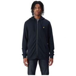 Bluza z kapturem i zamkiem błyskawicznym Lyle & Scott. Niebieskie bluzy męskie LYLE AND SCOTT, xl, bez wzorów, z materiału, z kapturem. Za 328.90 zł.