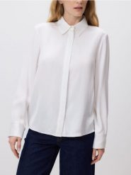Satynowa koszula z wiskozy - biały. Białe koszule damskie Reserved, l, bez wzorów, z satyny, bez kołnierzyka, bez ramiączek. Za 119.99 zł.