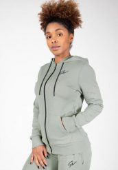 Bluza fitness damska Gorilla Wear Pixley Zipped Hoodie. Zielone bluzy sportowe damskie GORILLA WEAR, xs, bez wzorów, z dresówki, bez kaptura, na fitness i siłownię. Za 240.55 zł.