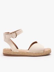 Kremowe płaskie sandały. Brązowe sandały damskie Ryłko, bez wzorów, z gumy, bez obcasa, na obcasie, bez zapięcia. Za 349.99 zł.