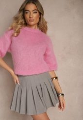 Szare Spódnico-Spodenki High Waist z Plisami w Stylu Tennis Skirt Ninaris. Szare szorty damskie Renee, l, bez wzorów, eleganckie, z podwyższonym stanem. Za 89.99 zł.