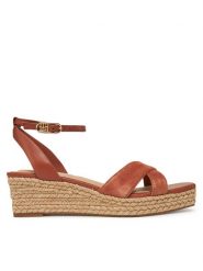 Tommy Hilfiger Espadryle Leather & Suede Mid Wedge Espad FW0FW08804 Brązowy. Brązowe sandały damskie Tommy Hilfiger, bez wzorów, ze skóry, bez obcasa, bez zapięcia. Za 349.99 zł.