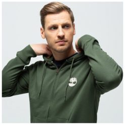 Timberland Bluza Core Tree Logo Full Zip Hoodie , zielony, rozmiar S. Zielone bluzy męskie Timberland, m, bez wzorów, z bawełny, bez kaptura. W wyprzedaży za 319.99 zł.