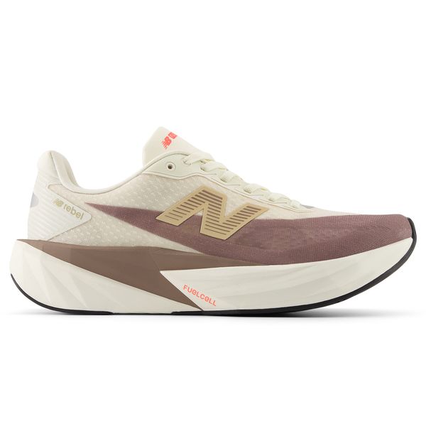 Buty damskie New Balance FuelCell Rebel v5 WFCXLJ5 – beżowe. Brązowe obuwie sportowe damskie New Balance, bez wzorów, z gumy, do biegania. Za 749.99 zł.