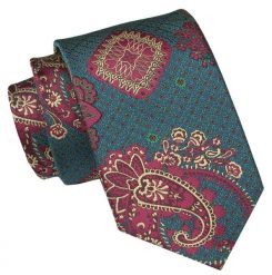 Męski Krawat Angelo di Monti - Zieleń, Wzór Orientalny. Zielone krawaty i muchy Angelo di Monti, bez wzorów, z tkaniny, eleganckie. Za 45.00 zł.