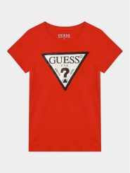 Guess T-Shirt J2YI51 K6YW1 Czerwony Regular Fit. Czerwone t-shirty i topy dla dziewczynek Guess, z aplikacjami, z bawełny, bez ramiączek. Za 69.99 zł.