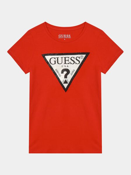 Guess T-Shirt J2YI51 K6YW1 Czerwony Regular Fit. Czerwone t-shirty i topy dla dziewczynek Guess, z aplikacjami, z bawełny, bez ramiączek. Za 59.99 zł.