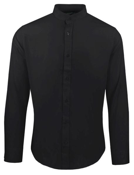 Koszula Taliowana na Stójce, Męska - Rigon - Czarna. Czarne koszule męskie Rigon, m, bez wzorów, z bawełny, eleganckie, bez kołnierzyka, bez ramiączek. Za 139.00 zł.