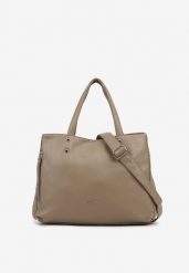 Beżowa Torebka Duża Shopper z Bocznym Suwakiem Soravine. Brązowe torebki shopper damskie Renee, bez wzorów, z jeansu, biznesowe, duże, bez dodatków. Za 149.99 zł.