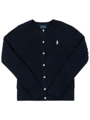 Polo Ralph Lauren Kardigan 313543047 Granatowy Regular Fit. Niebieskie swetry dla dziewczynek Polo Ralph Lauren, bez wzorów, z bawełny, bez kołnierzyka, bez ramiączek, bez kaptura. Za 468.99 zł.