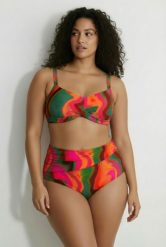 Damskie Bikini cieniowanie drapowany miękkie miseczki z recyklingu. Czerwone bikini damskie Ulla Popken, plus size, bez wzorów, plus size. Za 191.99 zł.