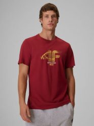 4F Чоловічий t-shirt regular з принтом - червоний 3XL. Koszulki sportowe męskie 4f, xl, bez wzorów, z jersey, bez kołnierzyka. Za 799.90 zł.