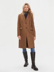 Tommy Hilfiger Płaszcz wełniany WW0WW39753 Brązowy Regular Fit. Brązowe płaszcze damskie Tommy Hilfiger, bez wzorów, z wełny, bez kaptura. Za 1,699.00 zł.