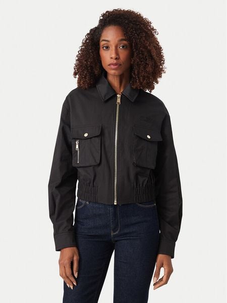 Guess Kurtka przejściowa W6YL20 W2910 Czarny Regular Fit. Czarne kurtki damskie Guess, l, z aplikacjami, z bawełny, bez kaptura. Za 497.99 zł.