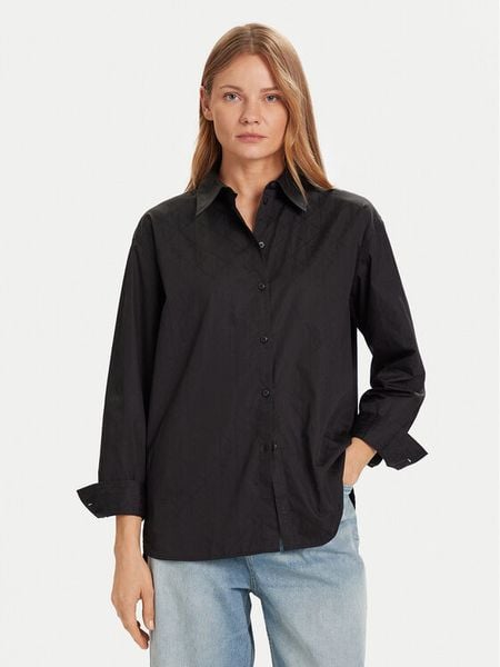 Calvin Klein Jeans Koszula LV044D167G Czarny Relaxed Fit. Czarne bluzki damskie Calvin Klein Jeans, xl, bez wzorów, z bawełny, bez kołnierzyka, bez ramiączek. Za 319.99 zł.