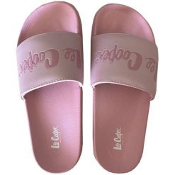 Klapki Lee Cooper W LCW-24-42-2488LA różowe. Czerwone klapki damskie bez wzorów, z syntetyku, sportowe, bez obcasa. Za 128.57 zł.