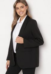 Czarna Klasyczna Marynarka Bez Zapięć z Panterkową Podszewką i Imitacją Kieszeni Torinna. Czarne żakiety damskie Born2be, m, bez wzorów, z jeansu, biznesowe. Za 84.99 zł.