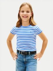 Tommy Hilfiger T-Shirt KG0KG08590 Niebieski Slim Fit. Niebieskie t-shirty i topy dla dziewczynek Tommy Hilfiger, bez wzorów, z bawełny, bez ramiączek. Za 109.99 zł.