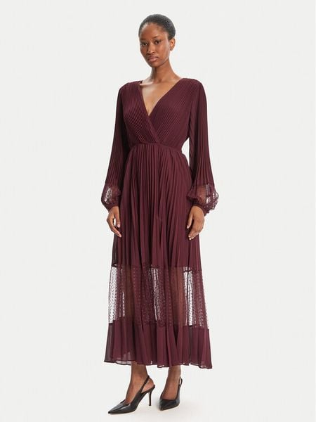 TWINSET Sukienka wieczorowa 252TP2641 Bordowy Regular Fit. Czerwone sukienki damskie Twinset, bez wzorów, z syntetyku, wizytowe, bez kołnierzyka, bez ramiączek. Za 849.99 zł.