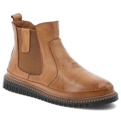 Brązowe Botki Artiker Stylowe Obuwie Damskie. Brązowe kozaki damskie Artiker, z jeansu, bez obcasa. Za 271.99 zł.