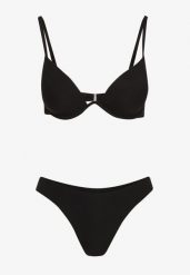 Czarne Bikini Biustonosz z Usztywnianymi Miseczkami i Majtki Typu Figi Regulowanymi Ramiączkami Ellati. Czarne bikini damskie Born2be, s, bez wzorów. Za 59.99 zł.