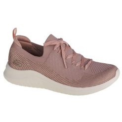Buty do chodzenia damskie, Skechers Ultra Flex 2.0-Laser Focus. Czerwone obuwie sportowe damskie Skechers, bez wzorów, trekkingowe. Za 149.99 zł.