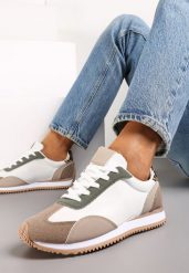 Brązowe Sneakersy z Ozdobnymi Wstawkami Fania. Brązowe obuwie sportowe damskie Renee, bez wzorów. Za 74.99 zł.