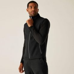 Kamizelka robocza softshellowa męska Ascender. Czarne kurtki męskie Regatta, m, bez wzorów, z softshellu, biznesowe, bez kaptura. W wyprzedaży za 153.50 zł.