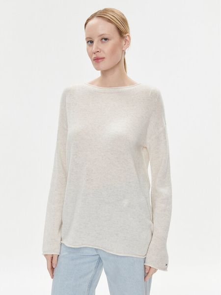 Tommy Hilfiger Sweter WW0WW39890 Écru Relaxed Fit. Swetry damskie Tommy Hilfiger, xxs, bez wzorów, z wełny, bez kołnierzyka, bez ramiączek, bez kaptura. Za 349.99 zł.
