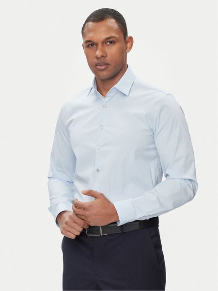 Calvin Klein Koszula Geometric Print K10K112609 Niebieski Slim Fit. Niebieskie koszule męskie Calvin Klein, m, bez wzorów, z bawełny, bez kołnierzyka, bez ramiączek. Za 299.99 zł.