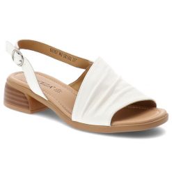 Sandały damskie Vinceza, cholewka ze skóry naturalnej marszczony pasek z przodu, białe, 66957. Białe paski damskie VINCEZA, bez wzorów, ze skóry, eleganckie. Za 169.00 zł.
