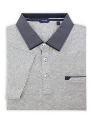 Szara elastyczna męska koszulka polo Tris Line - KP29. Szare koszulki polo męskie m, bez wzorów, z bawełny, biznesowe, bez ramiączek. W wyprzedaży za 148.50 zł.