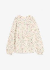 Gruby sweter oversize. Białe swetry damskie bonprix, bez wzorów, bez kołnierzyka, bez ramiączek, długie, bez kaptura. Za 127.99 zł.