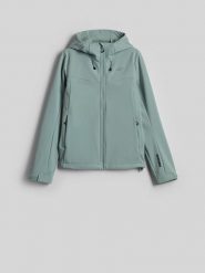 4F Kurtka softshell wiatroodporna damska - turkusowy L. Niebieskie kurtki damskie 4f, l, bez wzorów, z softshellu, bez kaptura. Za 299.99 zł.