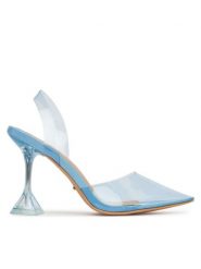 DeeZee Sandały ZALHT-02 BLUE PU Niebieski. Niebieskie sandały damskie DeeZee, bez wzorów, z tworzywa sztucznego, bez obcasa, na słupku, bez zapięcia. Za 159.99 zł.