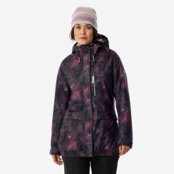 Kurtka snowboardowa damska Dreamscape SNB 100. Czerwone kurtki damskie DREAMSCAPE, m, bez wzorów, z materiału, bez kaptura, narciarskie. Za 299.99 zł.