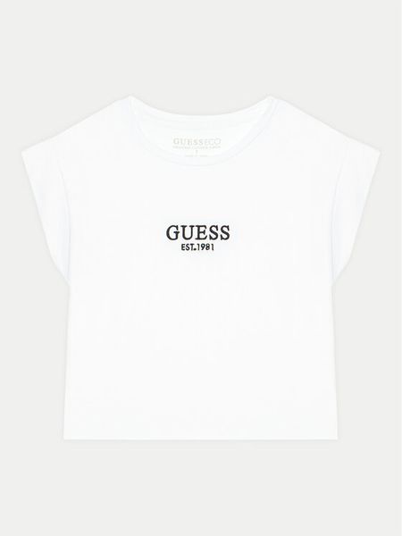 Guess T-Shirt J4BI34 J1314 Biały Boxy Fit. Białe t-shirty i topy dla dziewczynek Guess, z aplikacjami, z bawełny, bez ramiączek. Za 49.99 zł.