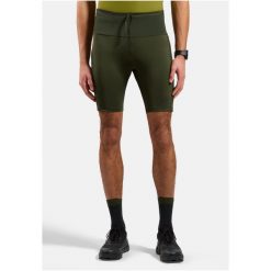 Spodenki męskie ODLO Tights short X-ALP TRAIL CARGO. Zielone krótkie spodenki sportowe męskie Odlo, l, bez wzorów, z elastanu, do biegania. Za 399.99 zł.
